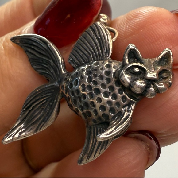 Vintage Sterling Silver “Cat”Fish Earrings by Marty Magic Santa Cruz CA